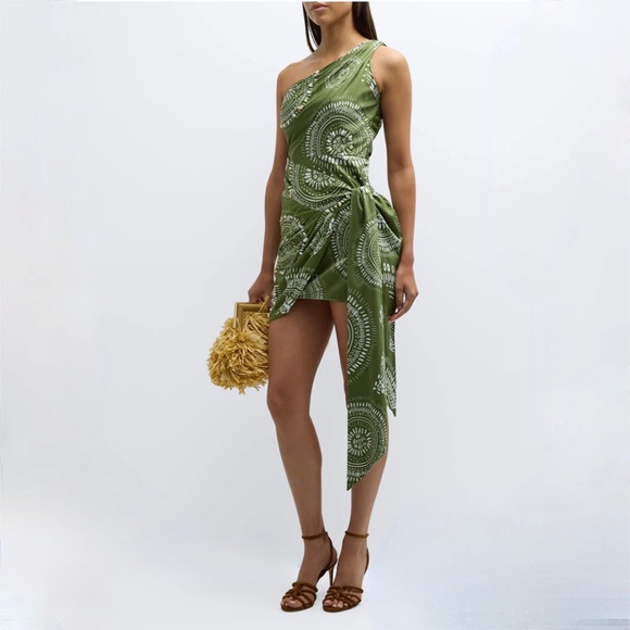 Andres Otalora Green One-Shoulder Shell Embellished Mini Dress - Picture 7 of 16